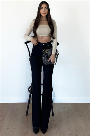 SİYAH WİDE LEG YÜKSEK BEL JEAN