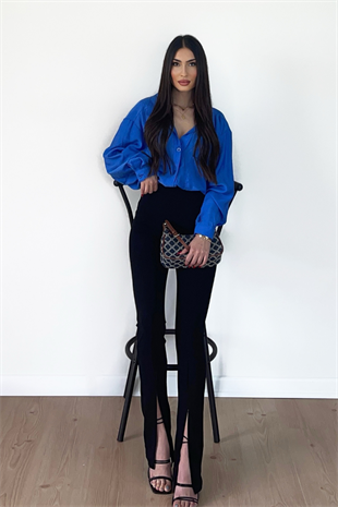 SİYAH YIRTMAÇLI TAYT PANTLOLON