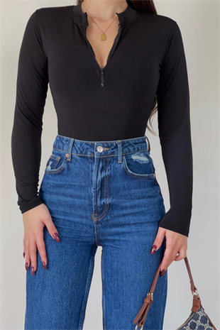 SİYAH ZIBINLI BODY