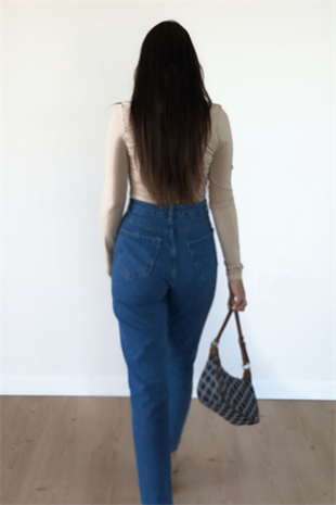 KOYU MAVİ MOM JEAN