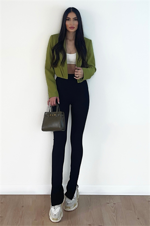 YEŞİL CROP CEKET 