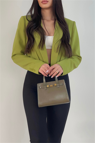 YEŞİL CROP CEKET 