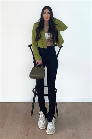 YEŞİL CROP CEKET 