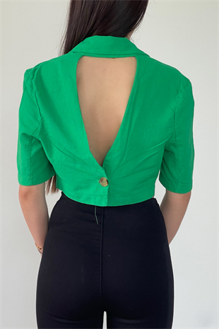 YEŞİL KETEN GÖMLEK