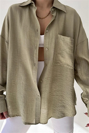 YEŞİL OVERSİZE GÖMLEK