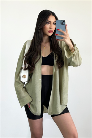 YEŞİL OVERSİZE GÖMLEK