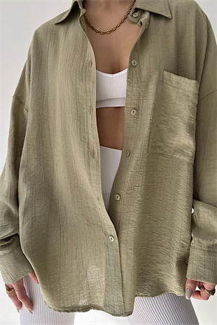 YEŞİL OVERSİZE GÖMLEK