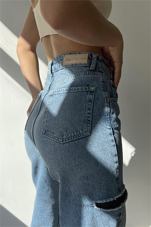 YIRTIK DETAY YÜKSEK BEL JEAN