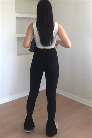 YIRTMAÇ DETAYLI FİTİLLİ TAYT
