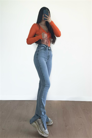 YIRTMAÇLI AÇIK RENK JEANS