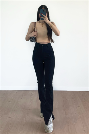 YIRTMAÇLI SİYAH JEAN