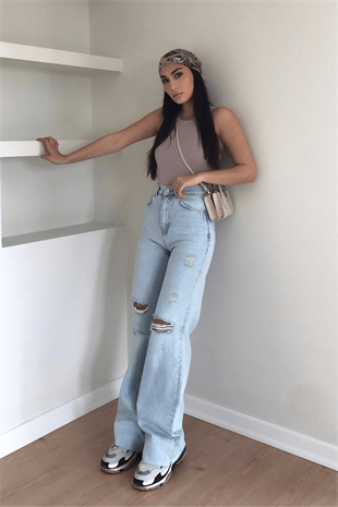 BUZ- MAVİ WİDE LEG JEAN 