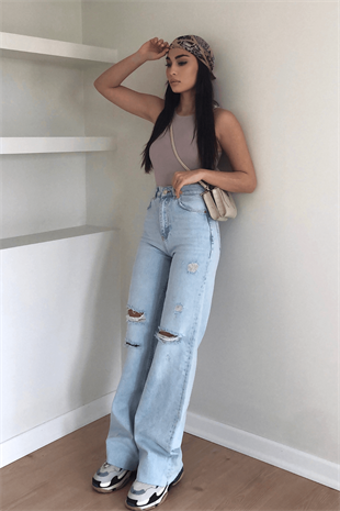 BUZ- MAVİ WİDE LEG JEAN 