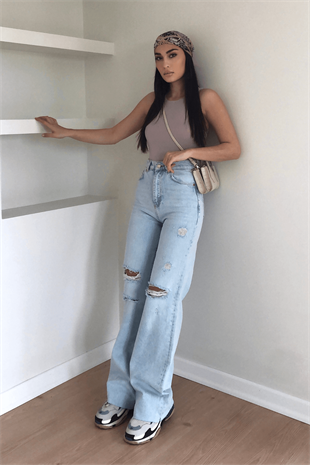 BUZ- MAVİ WİDE LEG JEAN 