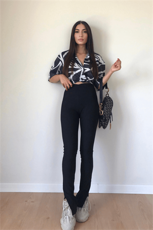  FİTİLLİ TAYT - SİYAH