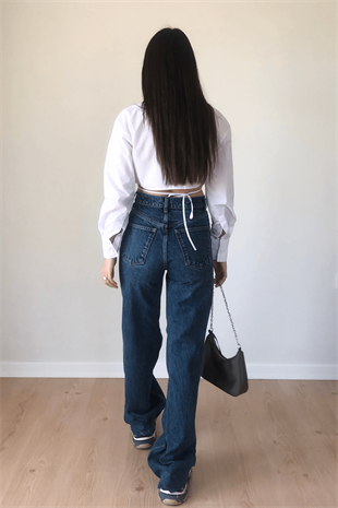 KOYU RENK WİDE LEG JEAN