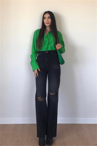 FÜME DİZİ YIRTIK JEAN 