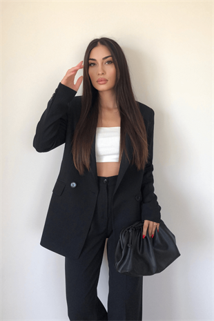  SİYAH TEK DÜĞMELİ BLAZER CEKET 