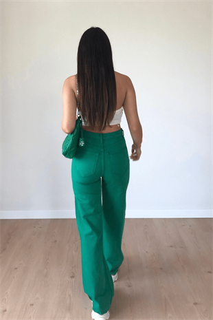  YEŞİL WİDE LEG JEAN 