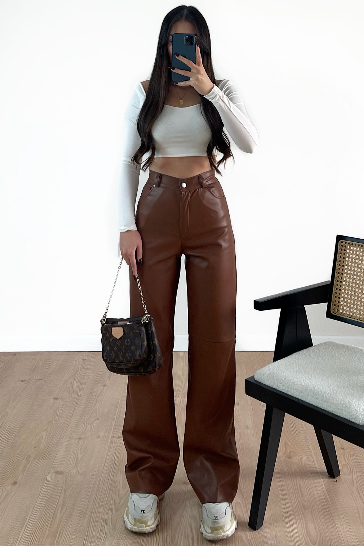 ACI KAHVE DERİ PANTOLON