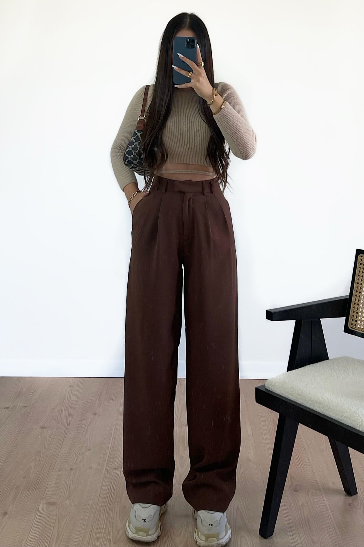 ACI KAHVE PALAZZO PANTOLON 