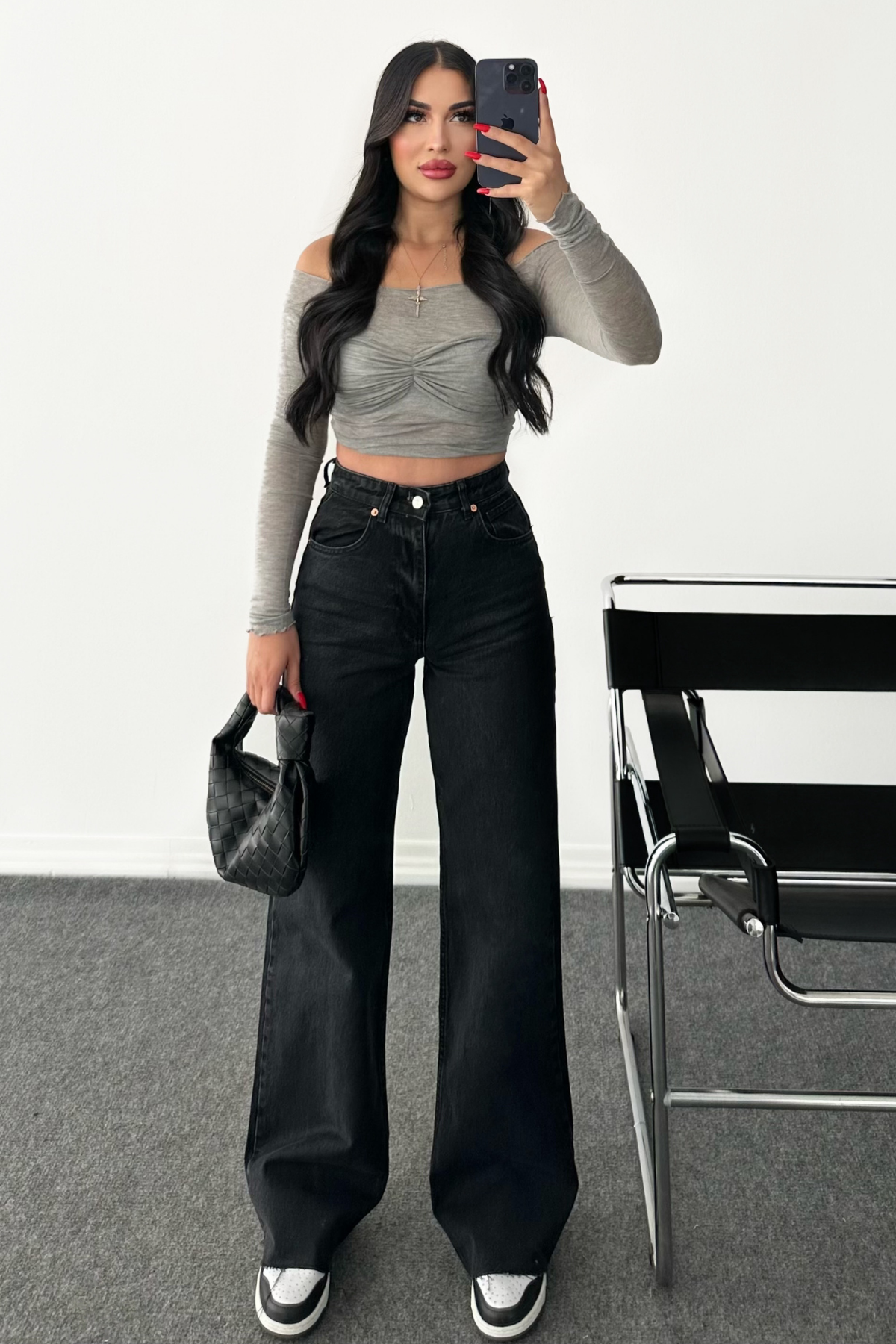 ANTRASİT WİDE LEG PREMİUM JEAN