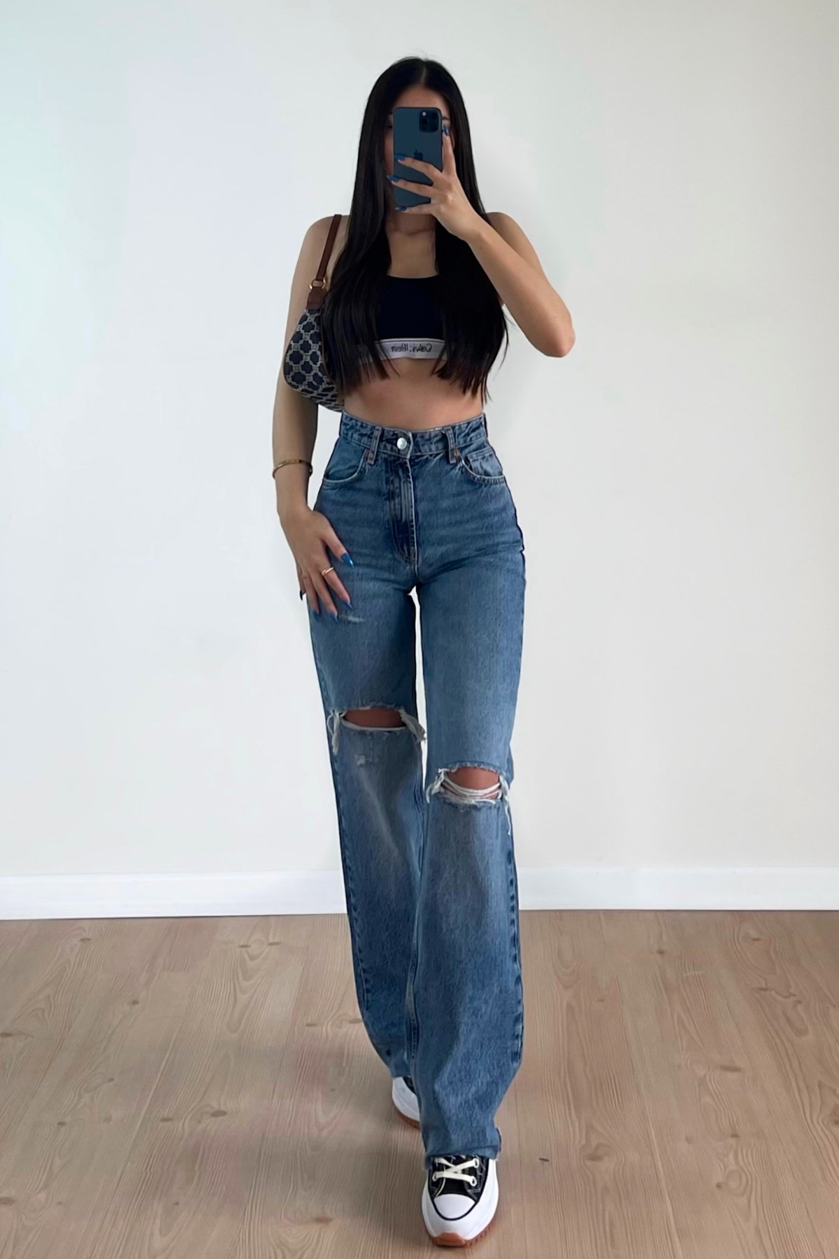 ASİMETRİK YIRTIK WİDE LEG JEAN