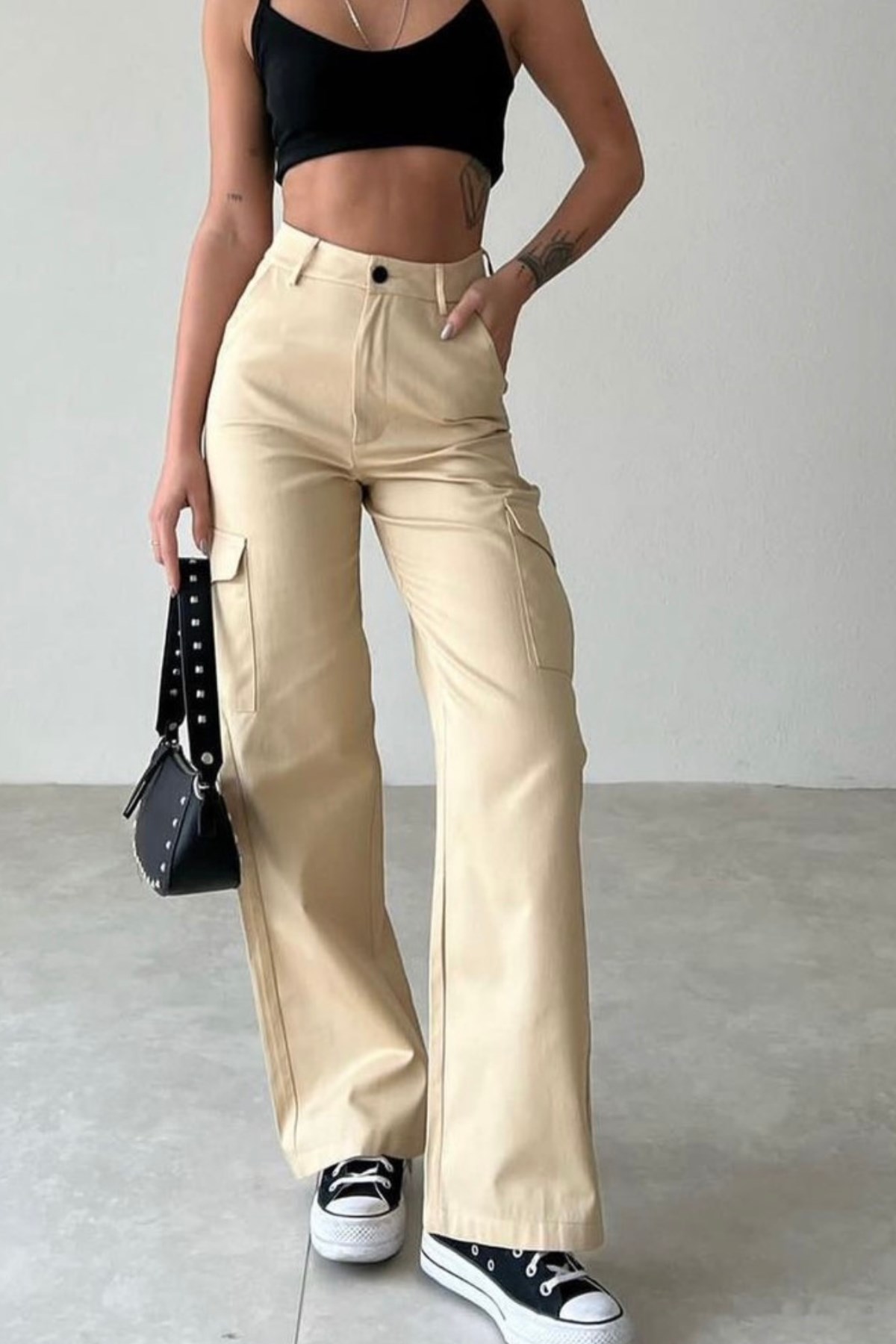 BEJ KARGO CEPLİ PANTOLON