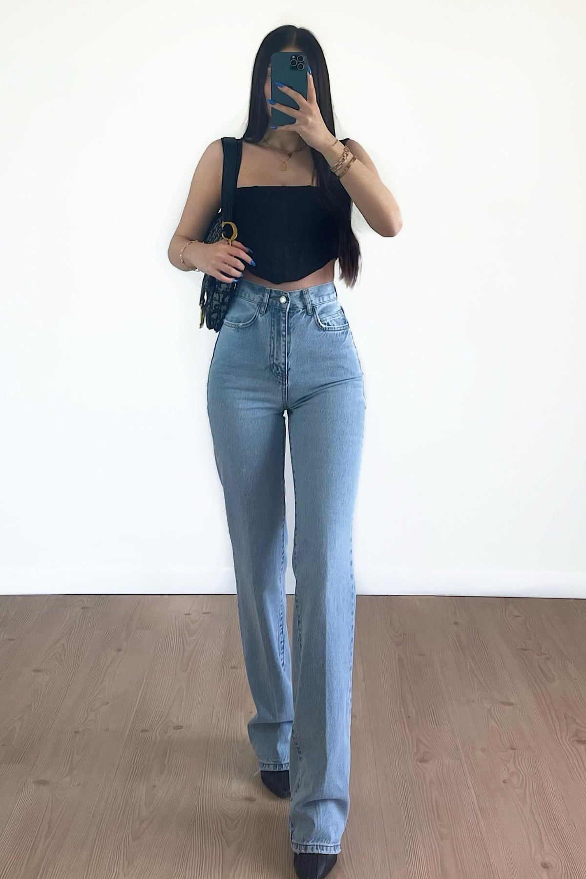 BUZ MAVİ WİDE LEG JEANS