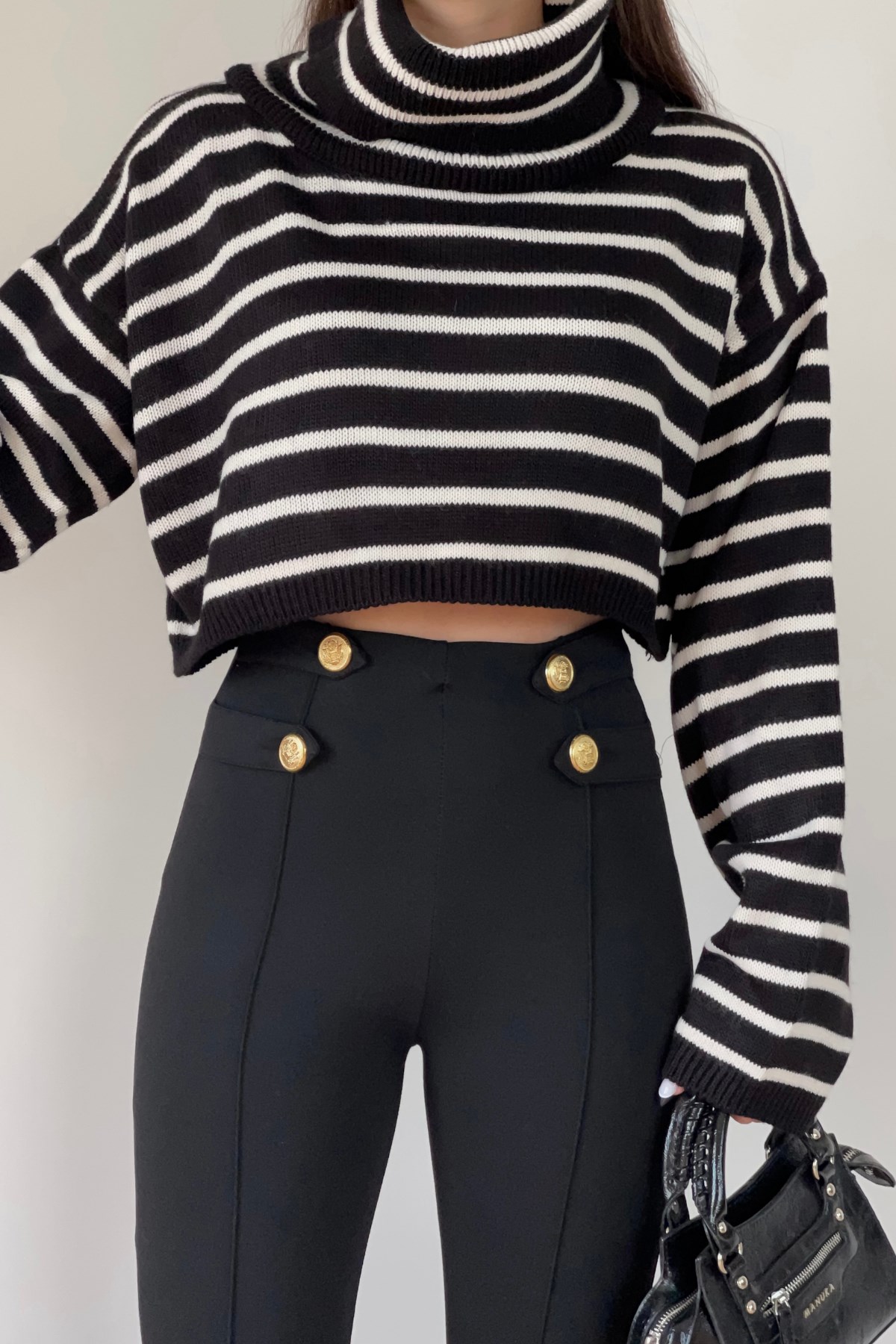 ÇİZGİLİ CROP KAZAK