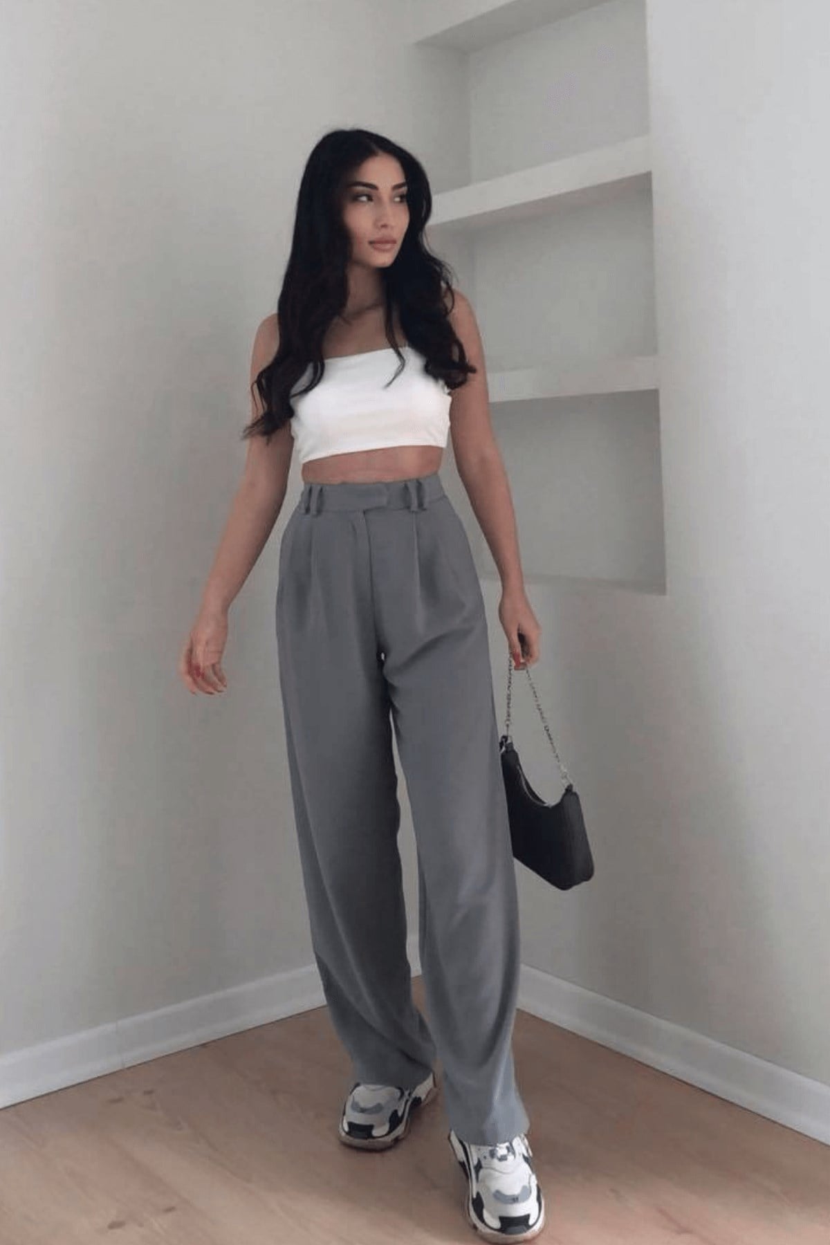 GRİ PALAZZO PANTOLON 