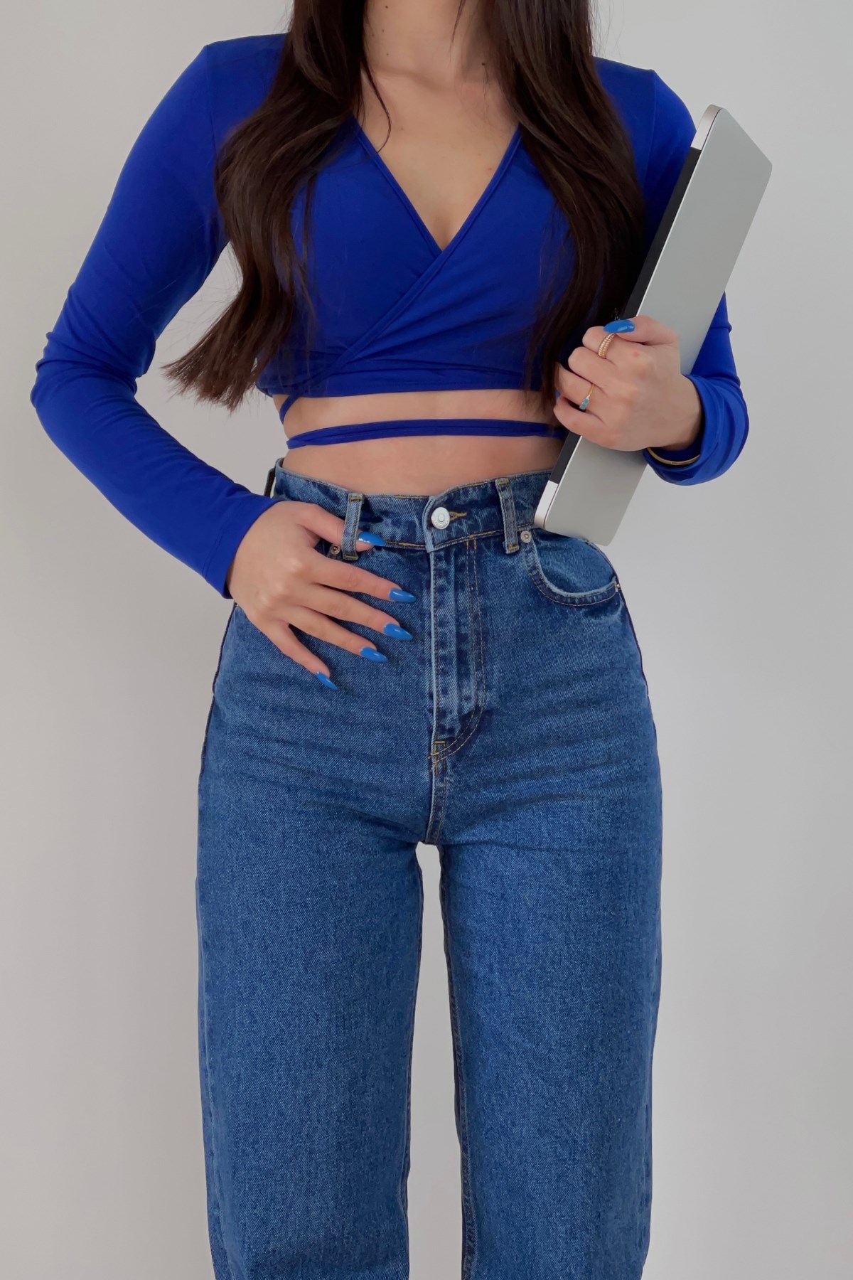 MAVİ BAĞLAMALI CROP 