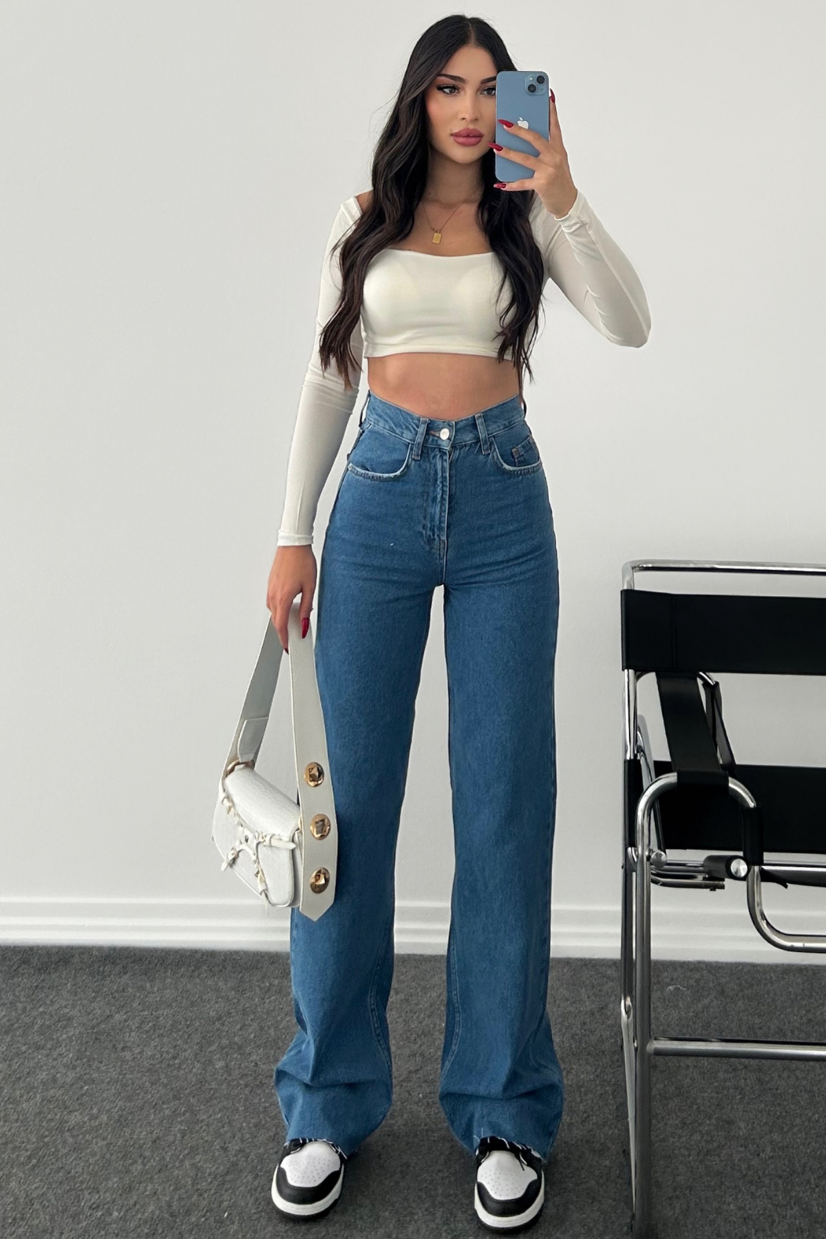 MİD BLUE LAZER PAÇA WİDE LEG JEAN