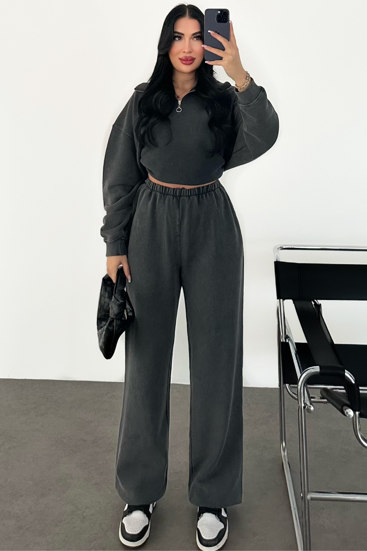 PREMİUM ANTRASİT YIKAMALI JESSY EŞOFMAN TAKIMI