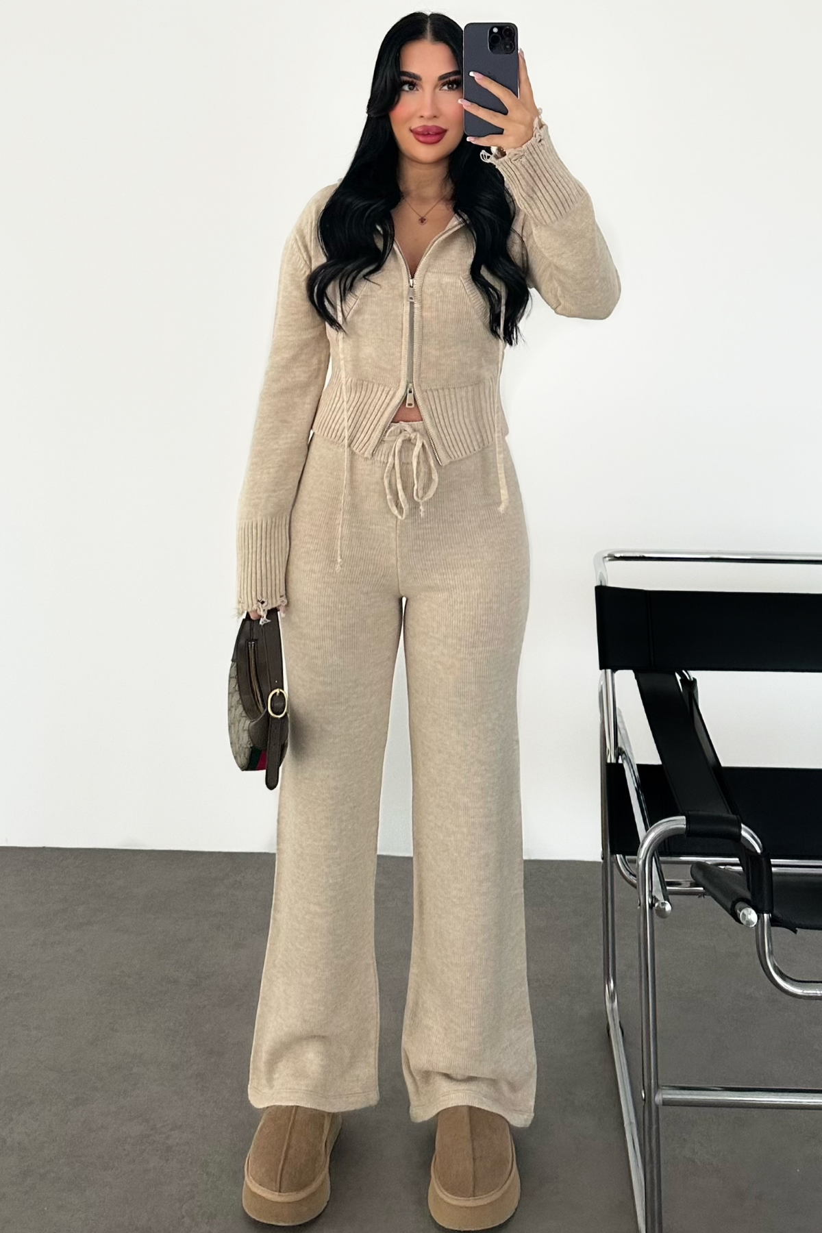 PREMİUM BEJ HIRKALI TRİKO TAKIM