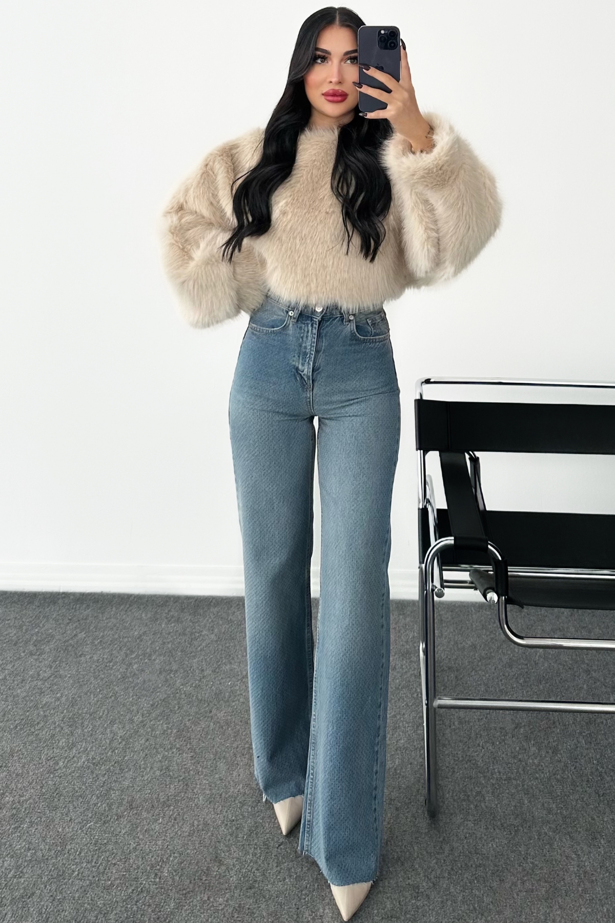 PREMİUM BEJ KÜRKLÜ KAZAK