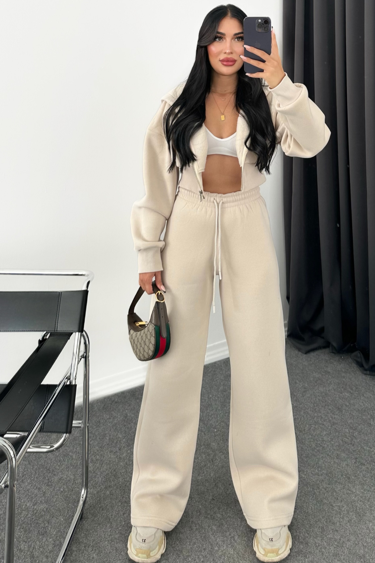 PREMİUM BEJ ŞARDONLU EŞOFMAN TAKIMI