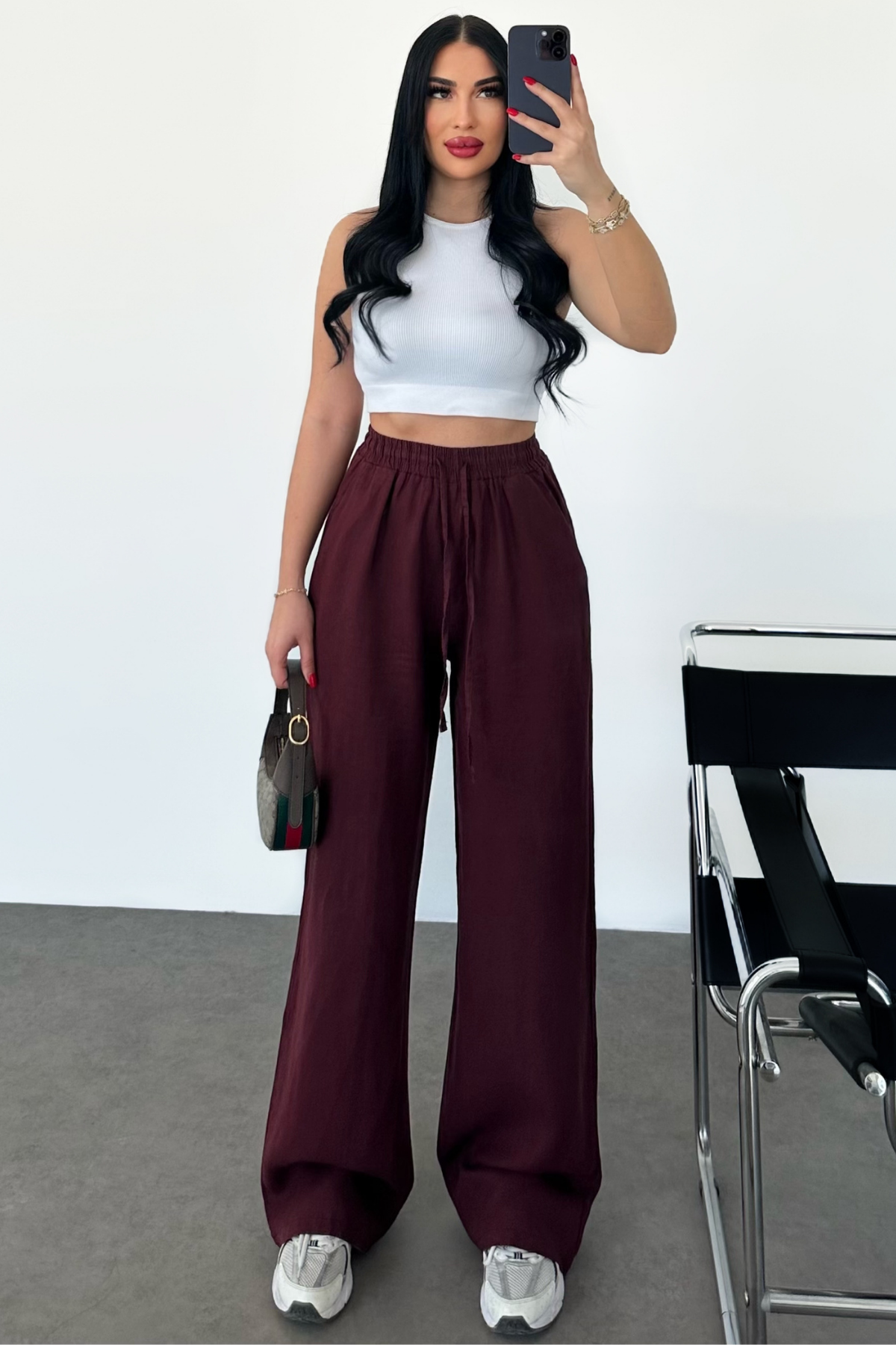 PREMİUM BORDO KETEN PANTOLON