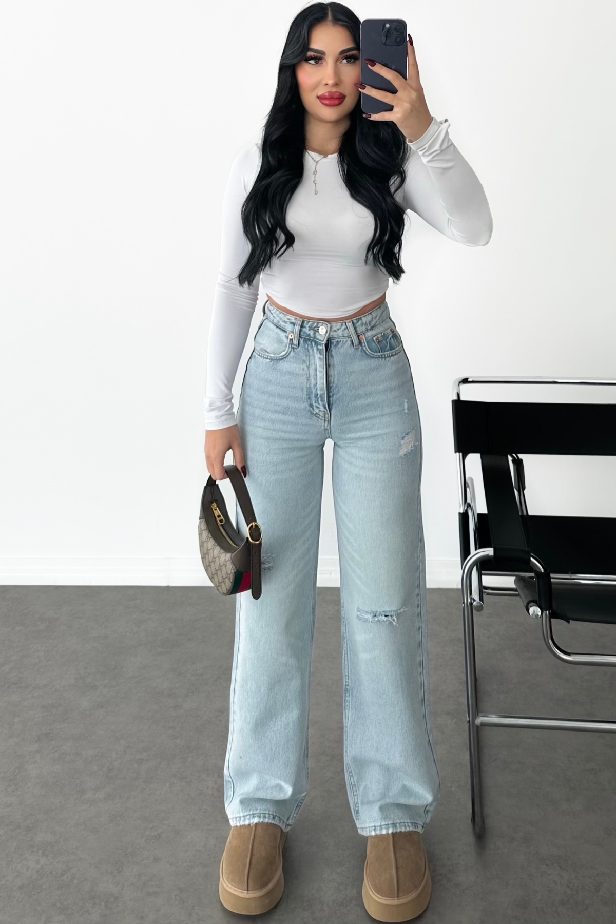 PREMİUM BUZ MAVİ RENK WİDE LEG JEAN NESSY