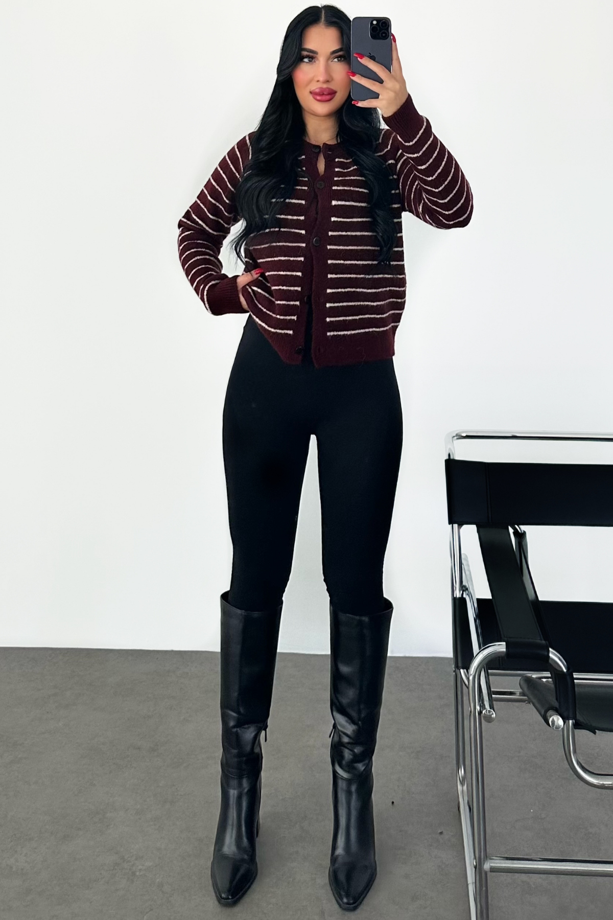 PREMİUM ÇİZGİLİ BORDO HIRKA
