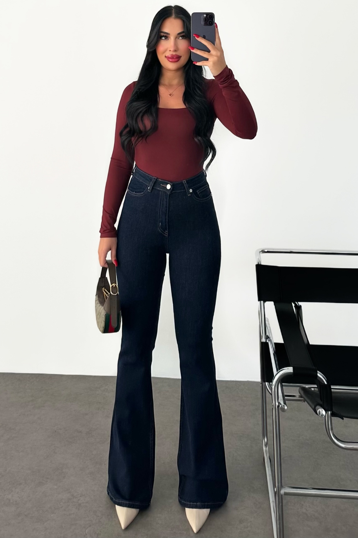PREMİUM DARK BLUE FLARE YÜKSEK BEL JEAN