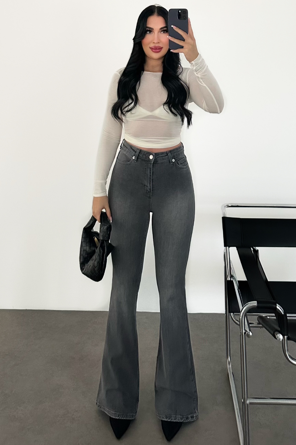 PREMİUM GRİ FLARE JEAN