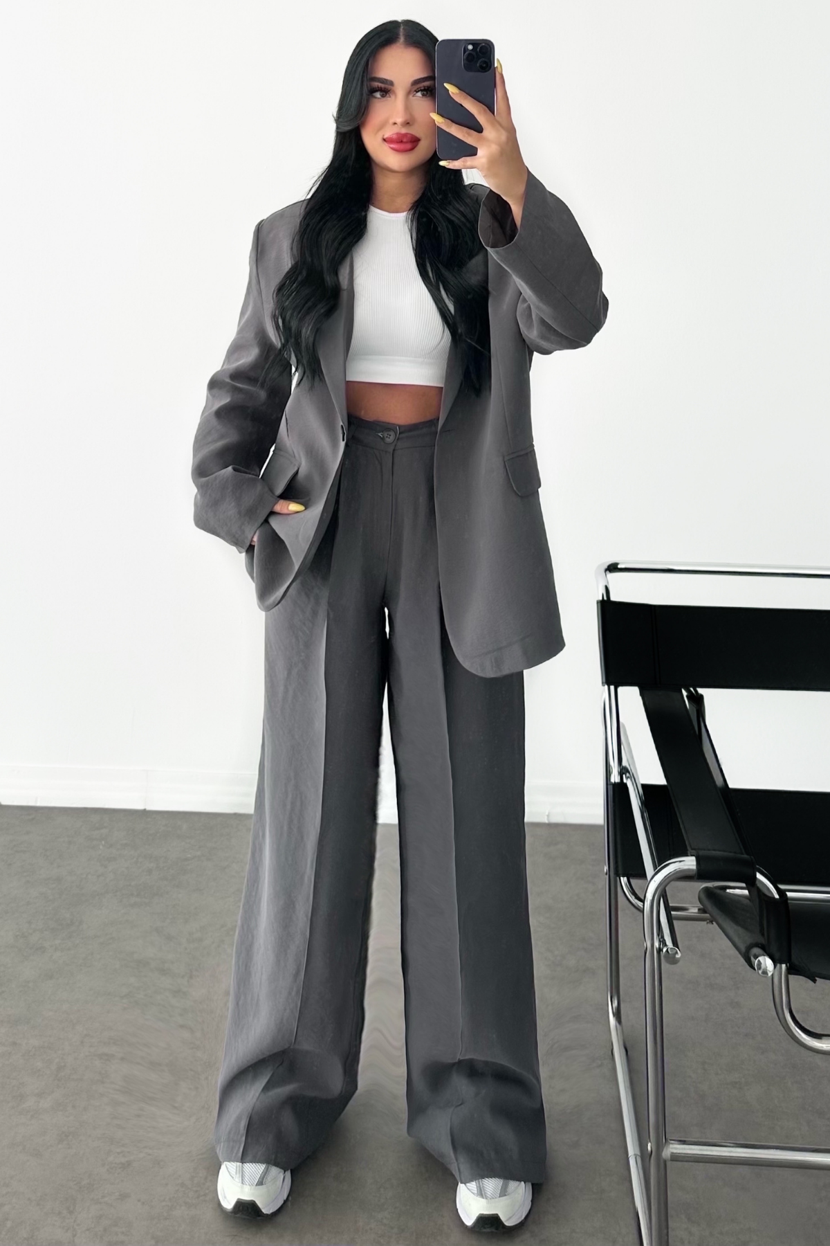 PREMİUM GRİ MODAL CEKET TAKIM 