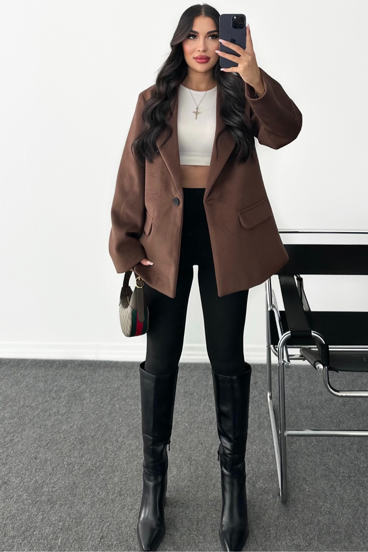 PREMİUM KAHVERENGİ YÜN BLAZER CEKET OVERSİZE