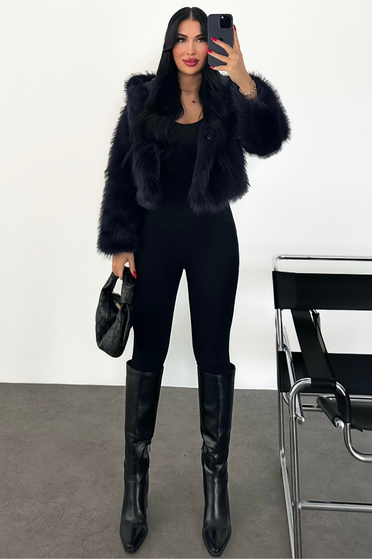 PREMİUM KAPŞONLU LACİVERT KÜRK