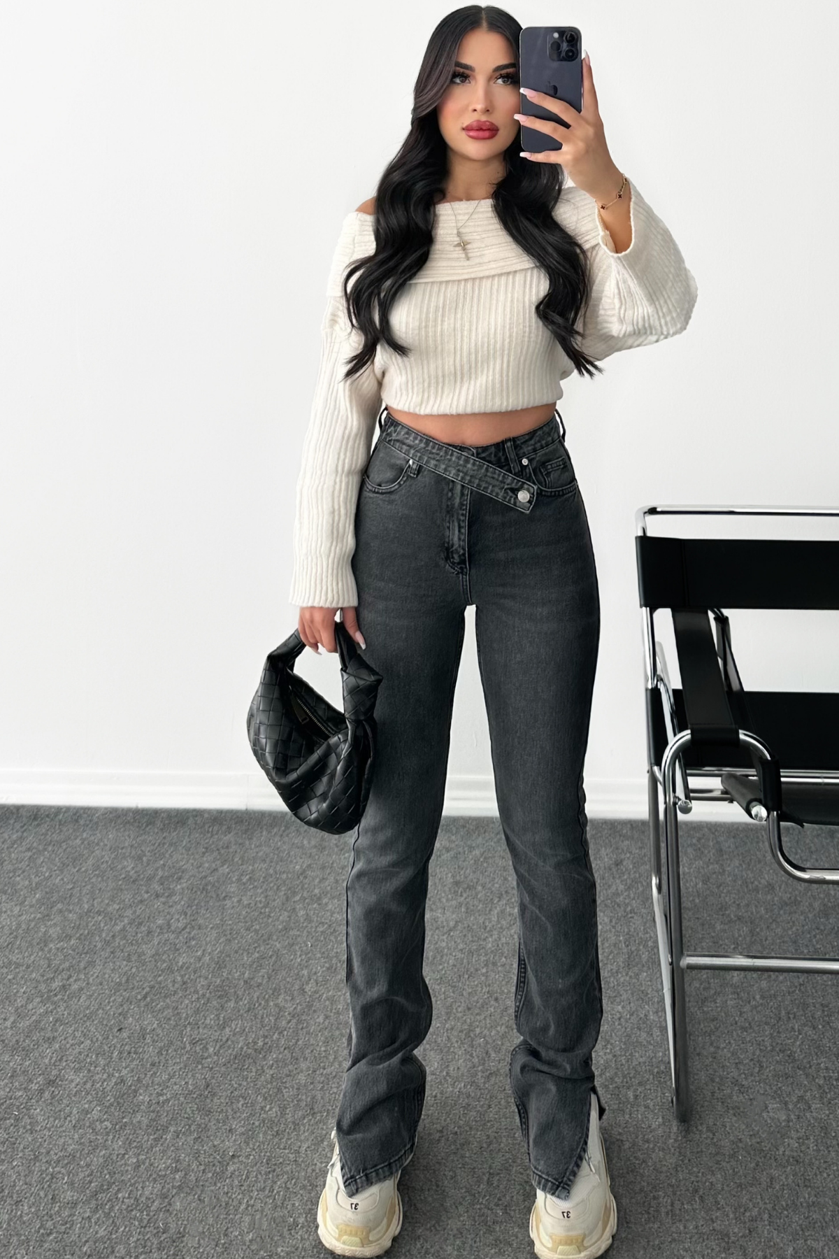 PREMİUM KEMERLİ YIRTMAÇLI FÜME JEAN
