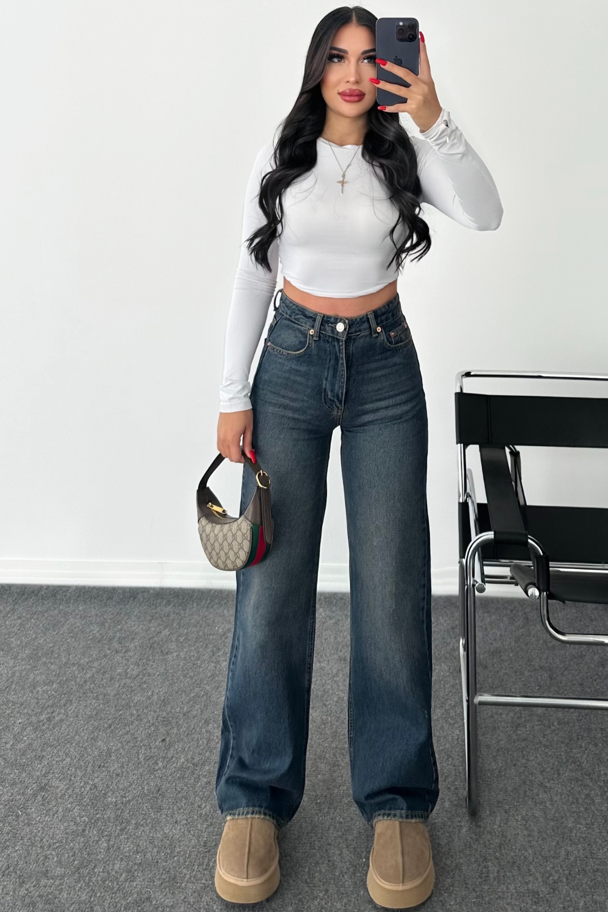 PREMİUM KOYU TİNTLİ WİDE LEG JEAN