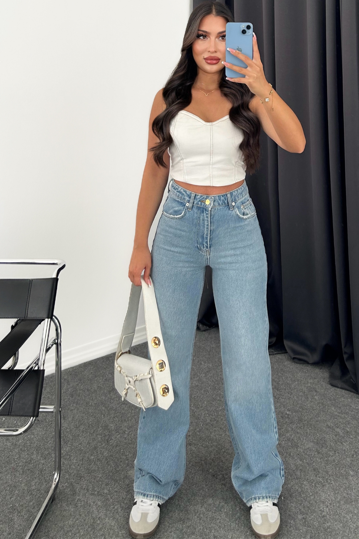PREMİUM MİD BLUE WİDE LEG TALLY JEAN