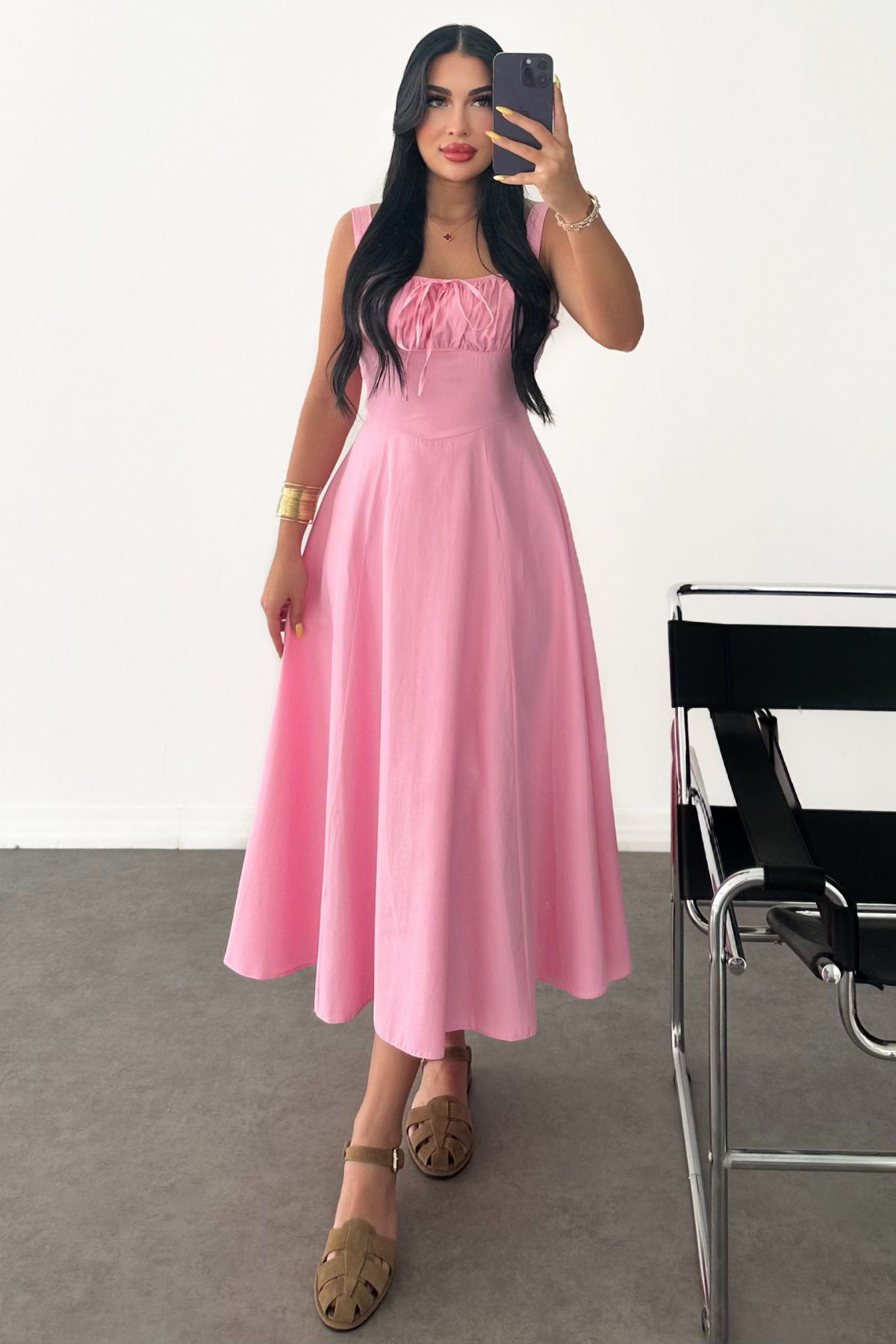 PREMİUM PEMBE COTTON ELBİSE