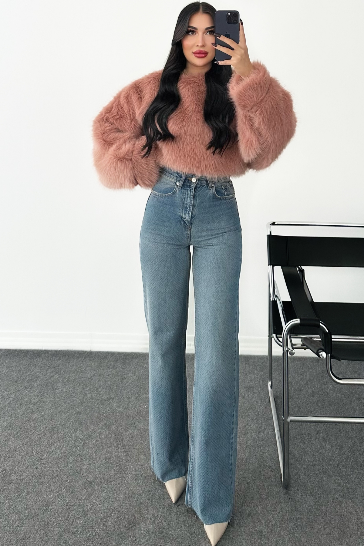 PREMİUM PEMBE KÜRK KAZAK